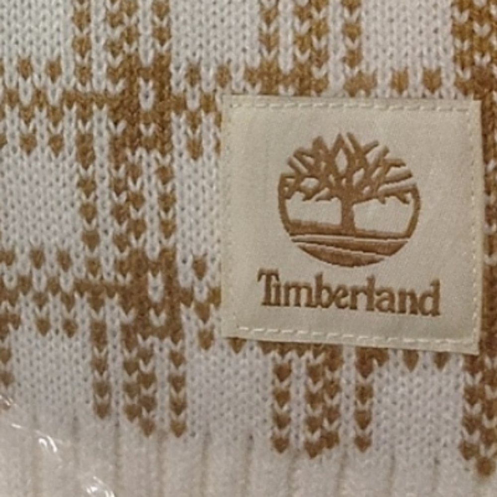 Timberland White and Tan Brown Checkered Buffalo Check Scarf NWT Unisex